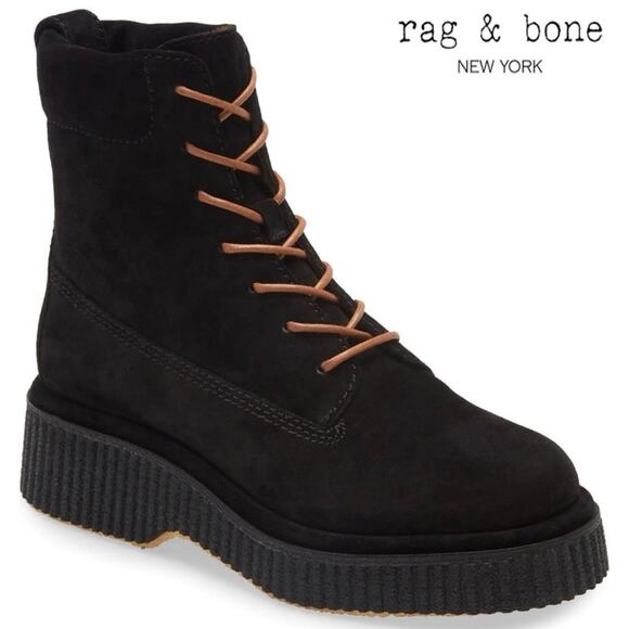 NEW Rag & Bone Black Suede Sloane Boots Lace Up Combat Boot Women's US 7 $550 - Picture 3 of 13